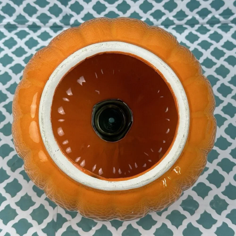 Halloween Ceramic‎ Pumpkin Jack O Lantern Candle Cover Topper Luminary